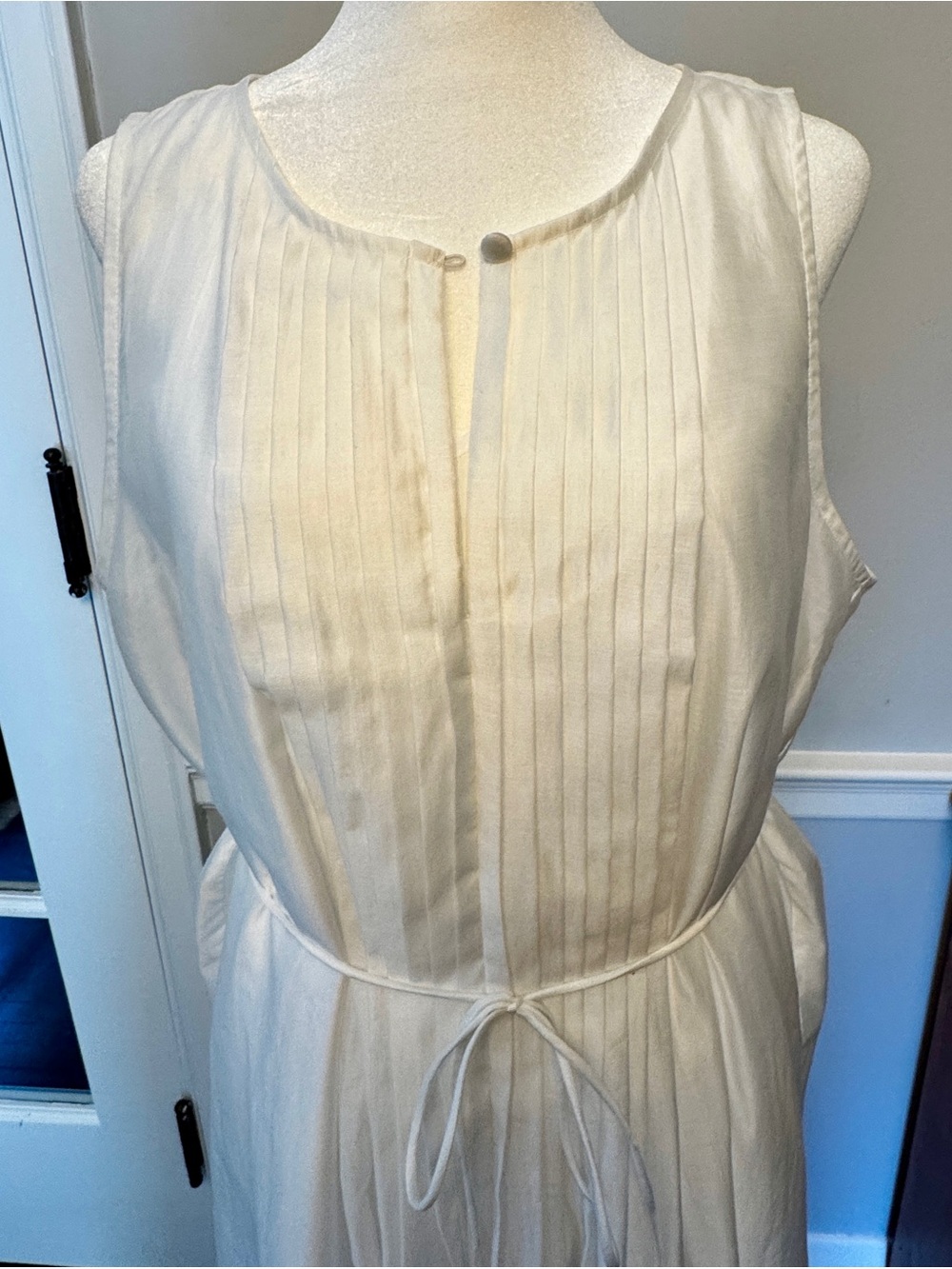 Banana Republic White Organza Sleeveless Midi Dress with Tie Waist - Picture 3 of 8